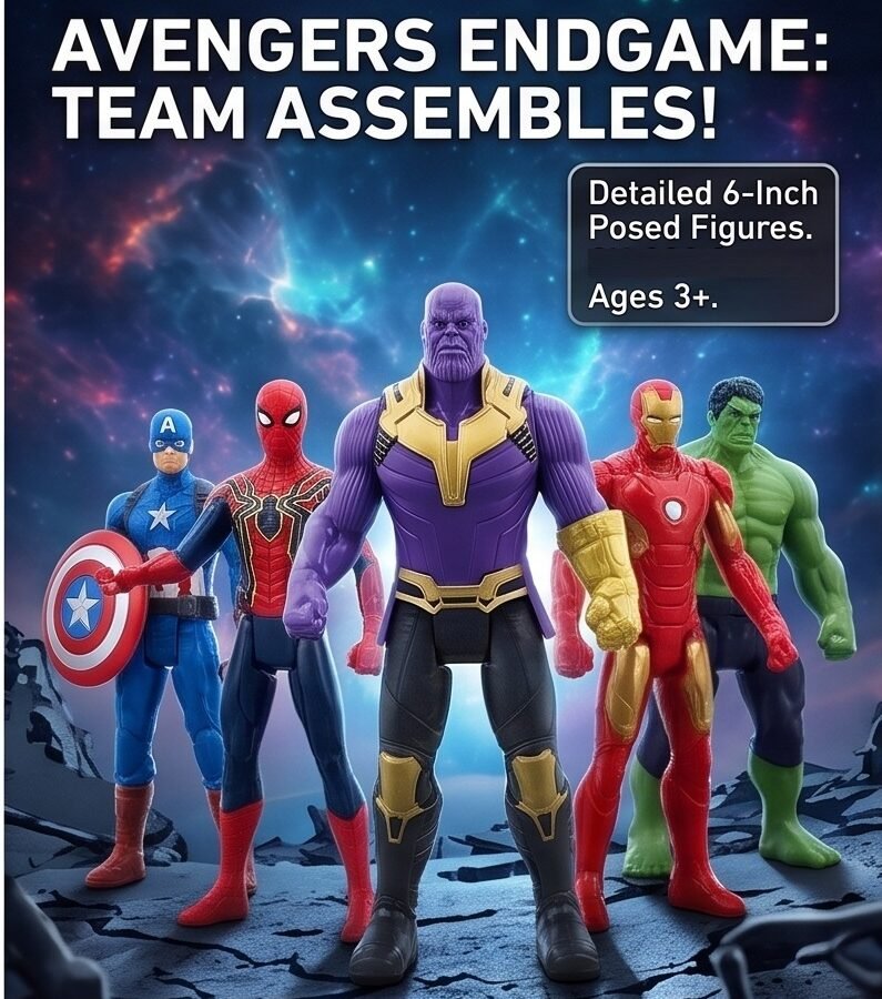 Super Hero Action Figure Set of 5 for Kids Age 3+