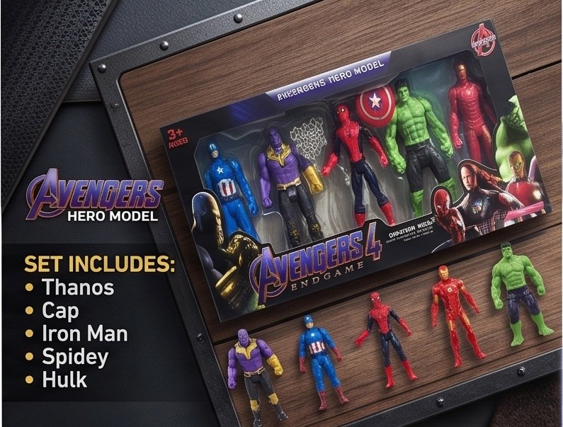 Super Hero Action Figure Set of 5 for Kids Age 3+
