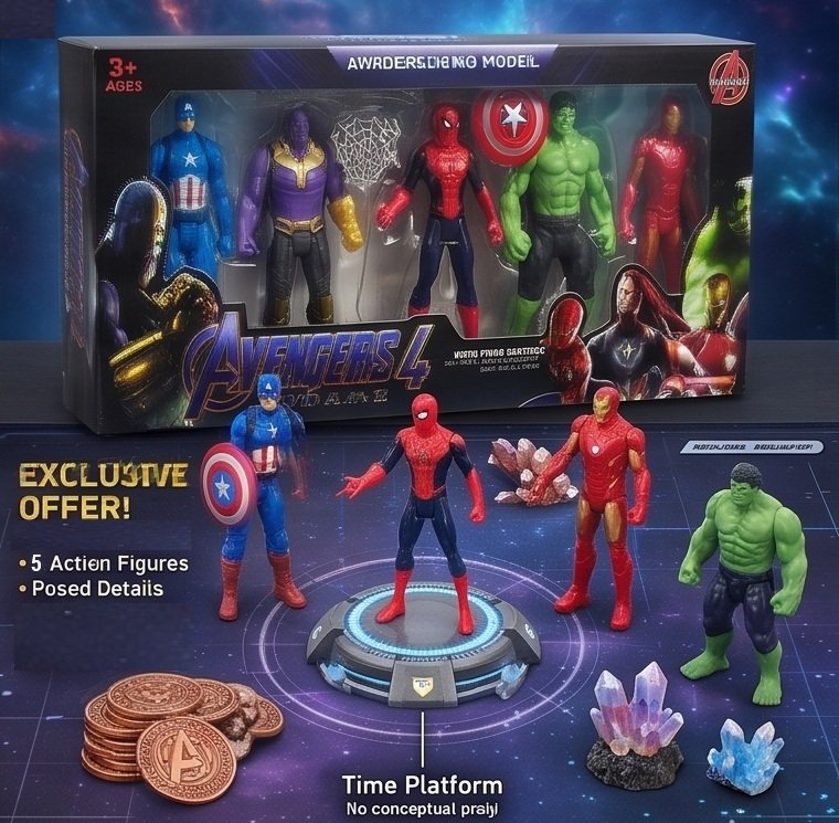 Super Hero Action Figure Set of 5 for Kids Age 3+