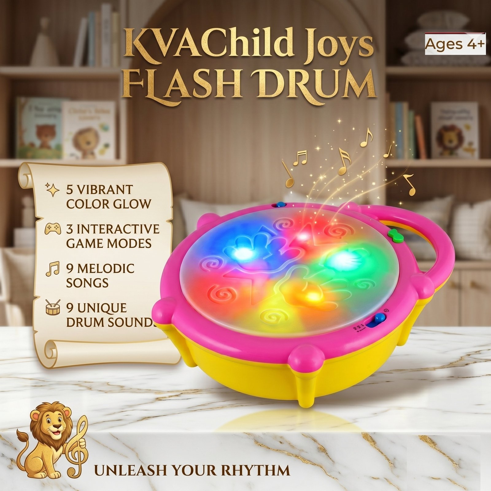 Musical Drum Toy for Kids Flash Drum Toyset for Kids, Boys and babies with 2 Mallets Xylophone
