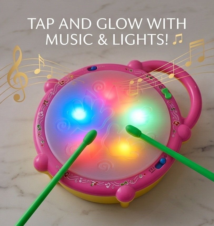 Musical Drum Toy for Kids Flash Drum Toyset for Kids, Boys and babies with 2 Mallets Xylophone